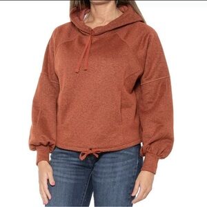 PrAna Ziller Sweatshirt Women XSmall Orange Hooded Pullover Gingerbread Wool